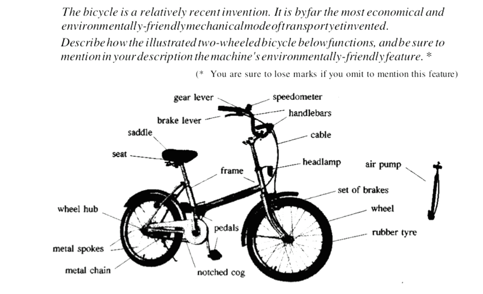 describe how the illustrated two-wheeled bicycle below functions